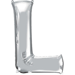 Silver Letter L Foil Super Shape Balloon - Pack of 5