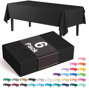 Premium Black Plastic Table Covers | 6 Pack