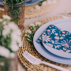 8 In. Chambray Blue Plastic Plates | 40 Count