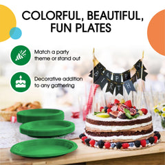 7 In. Emerald Green Plastic Plates | 100 Count