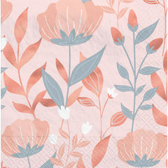 Rose Gold Floral Beverage Napkins, 40-ct - Pack of 2