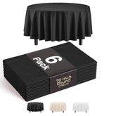 70 In. Premium Round Black Plastic Table Covers | 6 Pack