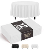 70 In. Premium Round White Plastic Table Covers | 12 Pack