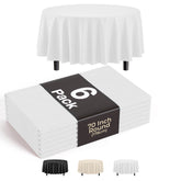 70 In. Premium Round White Plastic Table Covers | 6 Pack