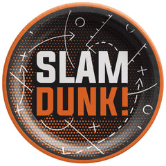 Slam Dunk Basketball 7-inch Round Paper Plates, 20-ct - Pack of 12