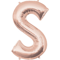 Rose Gold Letter S Foil Balloon - Pack of 5