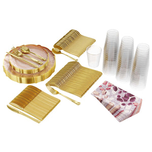 Service for 20 | Rose & Rose Gold Leaf Combo Set