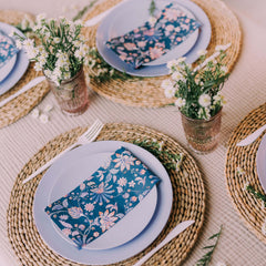 8 In. Chambray Blue Plastic Plates | 40 Count