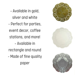 8 In. Round Silver Foil Doilies | 80 Count