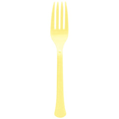 Heavy-Duty Light Yellow Plastic Fork, 20-ct - Pack of 12