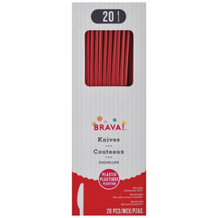 Bold Red Plastic Knives - Pack of 20 - Pack of 5