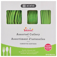 Lime Green Heavy-Duty Plastic Solid Color Reusable Cutlery, 80-ct - Case of 6