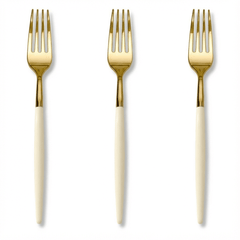 Trendables Forks Ivory/Gold | 40 Count