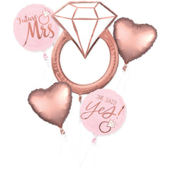 Blush Wedding Foil Balloon Bouquet - 5 Piece Set - Pack of 3