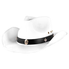 White Cowboy Hat, Studded Band, One Size, Costume Accessory - Case of 18