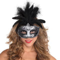 Silver Feather Dominance Masquerade Party Mask - Pack of 3