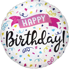 Vibrant Happy Birthday Foil Balloon - 18 Inch - Pack of 10