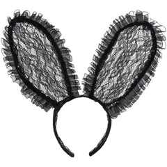 Black Lace Bunny Ears Headband - Pack of 6