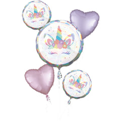 Unicorn Party Foil Balloon Bouquet - 5 Piece Set - Pack of 3