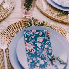 8 In. Chambray Blue Plastic Plates | 40 Count