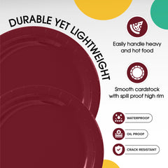 9 In. Burgundy Paper Plates | 1000 Count