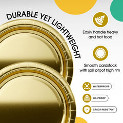 9 In. Reflective Gold Paper Plates | 1000 Count
