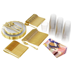 Service for 40 | Gold Petal & Abstract Combo Set