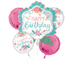 Free Spirit Happy Birthday Foil Balloon Bouquet - 5 Piece Set - Pack of 3