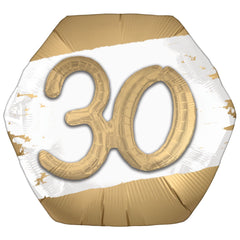 30th Birthday Deluxe Golden Age Foil Balloon - Pack of 5