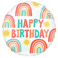 Retro Rainbow Birthday Foil Balloon - Pack of 10