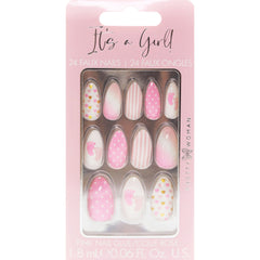 It's a Girl Baby Shower Faux Nails Set - Pack of 12