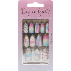 Gender Reveal Baby Shower Faux Nail Set - Case of 48