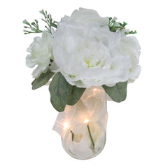Elegant White Floral Glass Pot with LED Lights - Case of 6