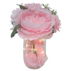 Pink Floral LED Glass Pot - Battery Operated - Case of 6