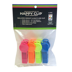 Happy Clip Neon Assortment, 4-Pack Balloon Weight Clips - Pack of 2