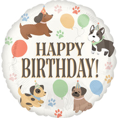 Pawesome Puppy Happy Birthday Foil Balloon - Pack of 5