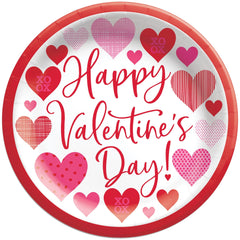 Loving Hearts Valentine's Day Paper Plates - 8.5-inch, 8-ct - Case of 100