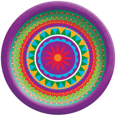 Vibrant Fiesta 8.5-inch Round Paper Plates, 8-ct - Pack of 12