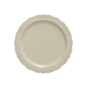 9 In. Ivory Victorian Design Plates | 40 Count