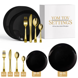 140 Piece Black Combo Set | Serves 20 Guests