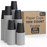 9 Oz. Black Paper Cups | 1000 Count