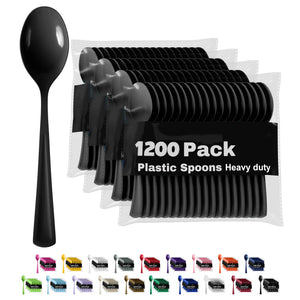 Heavy Duty Black Plastic Spoons | 1200 Count