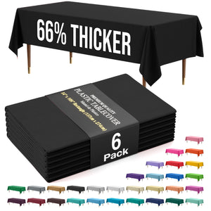Premium Black Plastic Table Covers | 6 Pack