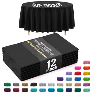 Premium Round Black Plastic Table Covers | 12 Pack