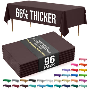 Premium Brown Plastic Table Covers | 96 Count