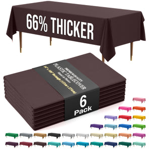 Premium Brown Plastic Table Covers | 6 Pack