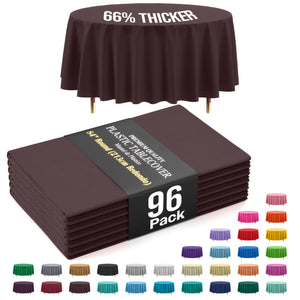 Premium Round Brown Plastic Table Covers | 96 Count