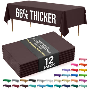 Premium Brown Plastic Table Covers | 12 Pack