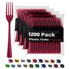 Heavy Duty Burgundy Plastic Forks | 1200 Count