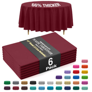 Premium Round Burgundy Plastic Table Covers | 6 Pack